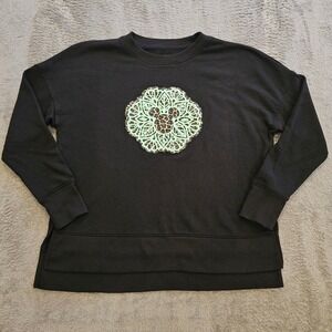 Time and Tru Mickey Mouse Mandala Leopard Print Sweatshirt Black Womens Large